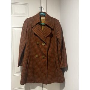 Vintage Vogue Paris Original Red Green Houndstooth Jacket XS/S Big‎ Buttons 60s